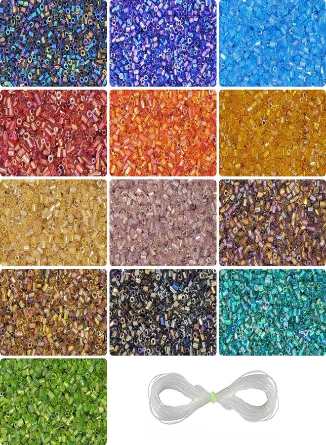 INDIKONB Cutdana Small Cut Cylinder Tube Beads | Beads for Jewellery Making and Embroidery Work (CUTDANA - Rainbow), Multicolor - Image 1